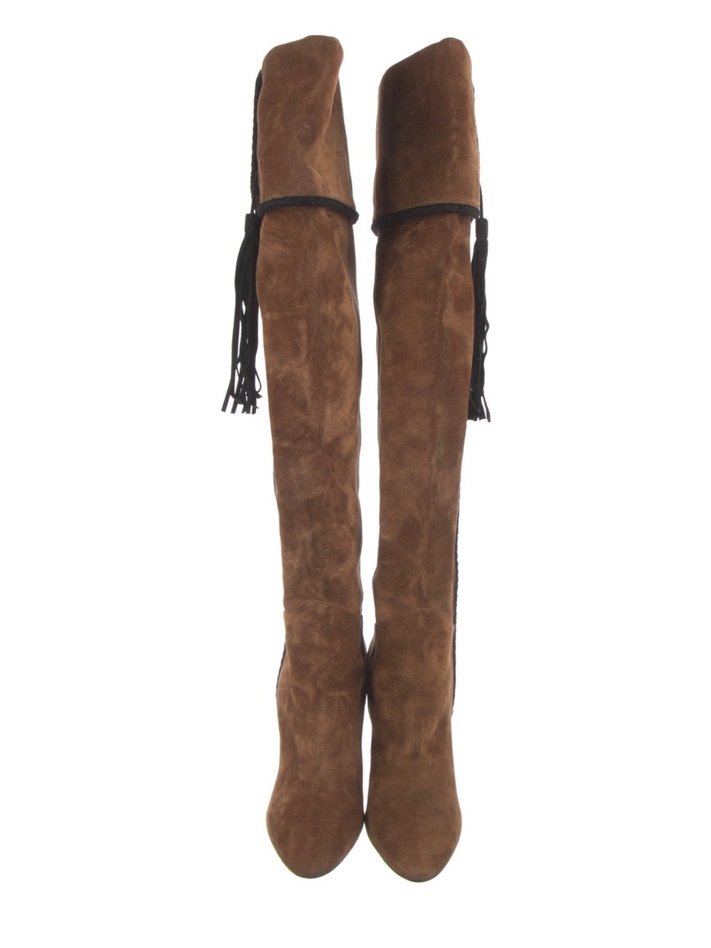Saint Laurent Brown Suede Over-the-Knee Tassel Boot 6.5 - Picture 2 of 9